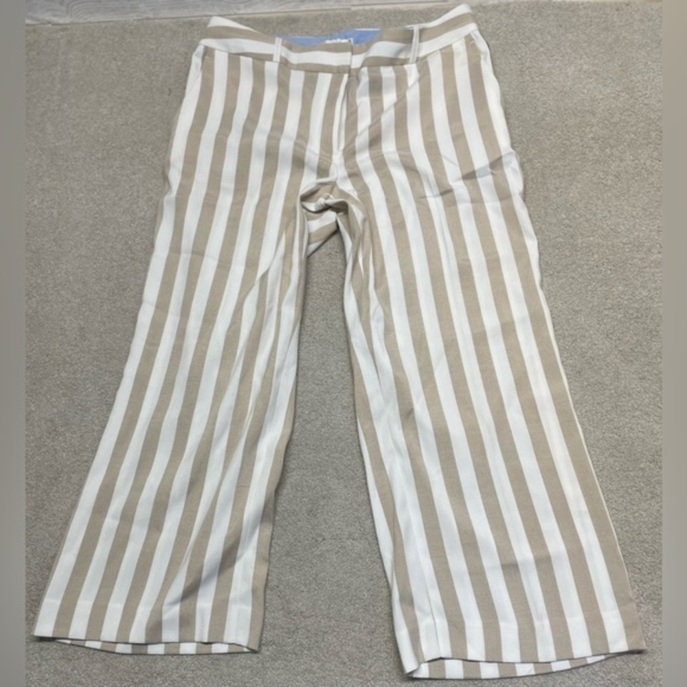 Tommy Hilfiger Size 8 viscose blend Tan & White Stripped‎ Wide Leg Pants